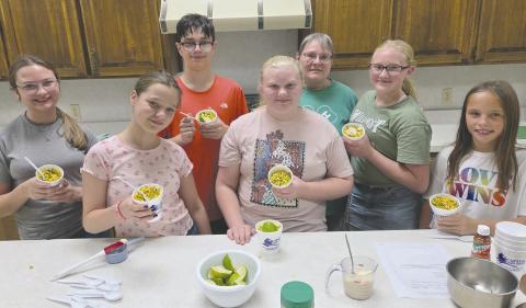 Students participating in Ochiltree County 4-H’s Foods Project got together last Thursday to make elote, or Mexican street corn. Eight of the students taking part in the project will be traveling to District competition in Canyon on Oct. 27. Pictured are, from left, front row: Kaylynn Tarango, Rebekah Young, and Izzy Heck; back row: Kylee Knox, Lou Tarango, project leader Shelley Haller, and Hannah Young
