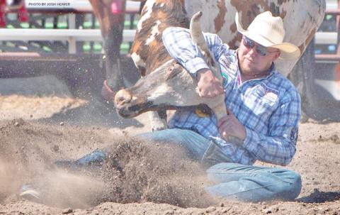 RECORD RUN—Perryton’s Cody Devers set a rodeo-record 32 second run at the Livingston Roundup recently. He is one of the elite currently competing at the Calgary Stampede.