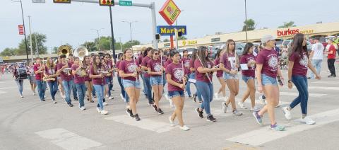 SMALL BAND WINNER— On Saturday morning, thousands of Ochiltree County residents turned out to watch the Wheatheart of the Nation Celebration parade. The winner of the Small Band category was the Booker High School Band.