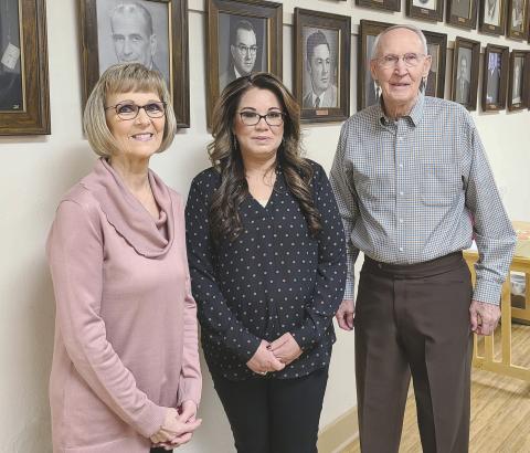 The Ochiltree County Commissioners’ Court held a brief meeting on Tuesday morning for the swearing-in ceremony for the county’s new Tax Assessor/Collector Angel Hernandez. She was appointed to the position after Linda Womble, the previous Tax Assessor/Collector, announced her retirement last month. Pictured are, from left, Womble, Hernandez, and County Judge Charles Kelly.