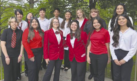 Fourteen students from Perryton High School’s chapter of Family, Career and Community Leaders of America (FCCLA) competed in the state competition in Dallas on April 8-11. Pictured are, from left, front row: Milagros Espino, Gissell Becerril, Addison Brown, Marisol Garcia, Jazlyn Cervantes, and Mia Gonzalez; back row: Sara Flores, Aiko Valdez Pacheco, Diego Rosales, Abraham Gonzalez, Rosa Lopez Uribe, Jaelan Appelhans, Alyssa Olivas, and Mily Bernal.