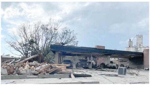 DRIVE-UP BANK DEMOLISHED – The FirstBank Southwest main bank and drive-up location were damaged by the storm and rendering them unusable. FBSW has set up a mobile banking unit in Perryton starting June 23, with doors open 8:30 a.m. to 5:30 p.m. Monday through Friday. It is located in the Walls parking lot behind Whigham Park on Ash Street. Along with personal bankers and tellers located inside, there is a drive-through for convenience on the west side of the building from north to south.
