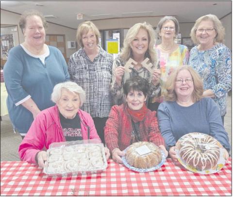 The Senior Citizens Center held their annual Easter Bake Sale on Wednesday, bringing in over $600 as lovers of baked goods bought all the delicious treats they could. The Senior Center holds the bake sale every year to bring in more funds so they can keep prices of their thrice-weekly lunches low. Pictured are, from left, front row: Berwyn Flowers, Bonnie Schaef, and Toni Boren; back row: Corene Munday, Linda Kile, Daryla Allred, Charlotte Cape, and Pat Bilson.