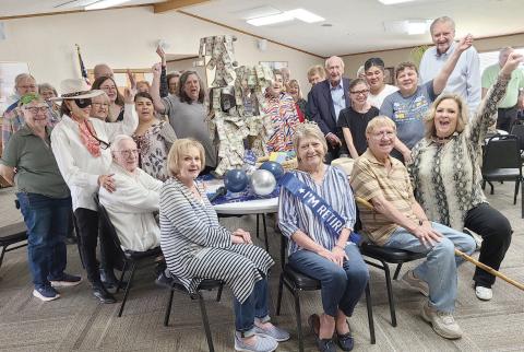 Members of the Ochiltree County Senior Citizens Association gathered on Monday, April 1, for a retirement reception for Nancy Cain, the Senior Center’s head chef. Cain had been preparing meals at the Senior Center for 24 years. In addition to cards and well-wishes, Cain was also given a combination cat tree and cash tree by the members of the association.