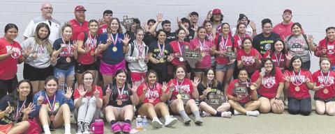 SIX TIMERS The Rangerette powerlifting team brought home its sixth straight regional championship last weekend. In addition, several team members were regional champions, and the team as a whole qualified 13 for state.