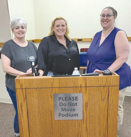 Julie Burch of Dallas was the latest speaker in the Leadership Perryton series. She spoke on “You Make Me So Mad!” at Frank Phillips College, Allen Campus on Thursday evening. The seminar was sponsored by Courson Gas Consultants. Pictured are, from left, Leadership Perryton planning committee member Angela Petersen, Burch, and committee member Crystal Richardson.