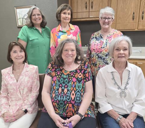 New officers of the Jennie June Club were installed at their meeting May 14. They are, first row, from left, first vice president Sara Mellgren, president Frances Aston, and third vice president Cynthia Andreas; and second row, treasurer, corresponding secretary Barbara McKinley, and recording secretary Joan Quist. Not pictured are second vice president Lisa Brosowske and parliamentarian Mary Carman.