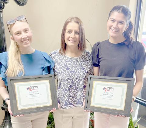 PPW Young Careerists Kynleigh Vela (left) and Morgyn Vela (right) with PPW member Susie Najera