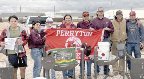 PHS WELDERS COMPETE IN LENORAH— Perryton High School sent men’s and women’s welding teams to compete in Lenorah at the end of October. Both teams took first place in their divisions, and five PHS students earned their 2F welding certification. Pictured are, from left, Jonathan Espino, Yeiri Rodriguez, Julia Estrada, Janet Montoya, Alvaro Lopez, Grant Pshigoda, Emanuel Trejo, and Cristian Lopez.