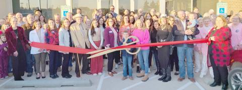 RIBBON-CUTTING HELD AT PERRYTON HEALTH CENTER— Staff members at Ochiltree General Hospital and members of the Perryton-Ochiltree Chamber of Commerce, along with friends, family, staff, and well-wishers were on hand recently for a ribbon-cutting ceremony for the new Perryton Health Center, located adjacent to OGH at 3101 Garrett Drive.