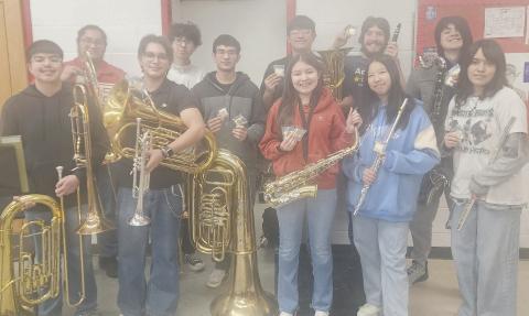 Perryton High School band students competed in UIL Solo-Ensemble Contest last month at West Texas A&amp;M University in Canyon, with nine musicians qualifying for state competition. Pictured are, from left, front row: Rylan Flores, Isaak Antillion, Jazlyn Cervantes, Rainy Zheng, and Sara Flores; back row: Jesus Gonzalez, Carlos Tafoya, Edgar Villa, Adolfo Hernandez, Isaac Simmons, and Samuel Saucedo.