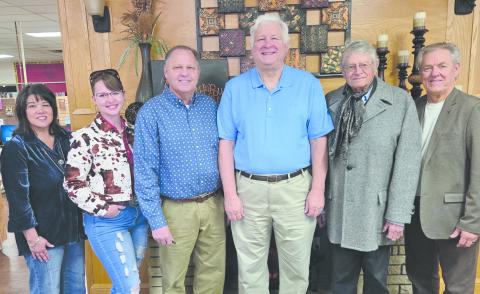 Perry Memorial Library celebrated its 100th birthday with an open house and reception on Nov. 9, including visits from a number of local authors. The authors at the reception included, from left, Diana Anderson, Cindy Escobar, Dr. Randy Skaggs, Gary Rinker, John Erickson, and Marlon Sparks.