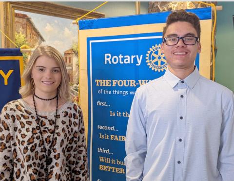 STUDENTS OF THE MONTH—Perryton High School seniors Kilee Cowan, left, and Jonathan Alaniz were named the January Students of the Month by the Perryton Rotary Club. They, and their parents, were special guests of the club at its Jan. 6 meeting.