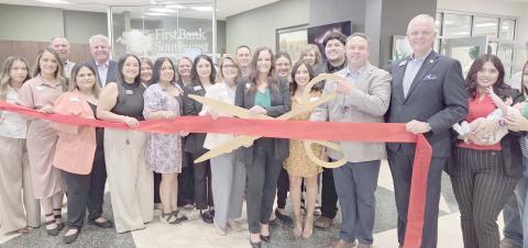 Officials and staff members at FirstBank Southwest, along with members of the Perryton-Ochiltree Chamber of Commerce, business leaders, and bank customers were on hand for a ribbon-cutting ceremony at the bank’s main branch on Oct. 2. The bank’s main building had sustained damage in the June 2023 tornado that struck downtown and had finally re-opened for business at the end of September.