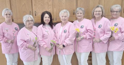 The Ochiltree General Hospital Auxiliary elected new officers at a meeting at the Senior Citizens Center recently. Pictured are, from left, first vice president Kathy Snyder, second vice president Kay Turner, third vice president Susie Estrada, secretary Judy Whitehead, treasurer Jean Pshigoda, gift shop coordinator Pat Bilson, and sunshine lady Phyllis Oquin. Not pictured are president Sharon Jenkins, gift shop coordinator Dorothy Campbell, and sunshine lady Debbie Willeford.