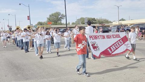 Thousands of Ochiltree County residents showed up to watch the Wheatheart of the Nation Celebration parade on Main Street on Saturday, Aug. 22. The winner of the Large Band category was Perryton High School’s Ranger Band.