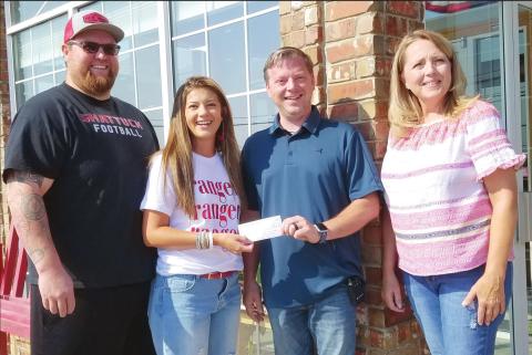 COUNCIL MAKES DONATION TO JIREH The Wheatheart Celebration Council donated $1,805 to Jireh, courtesy of the Demolition Derby at this year’s Wheatheart of the Nation Celebration. Pictured from left are Jeremy Lossie of of Tiny’s Old Iron Demo Shop, Amanda Cowan, Jason Vanosdol of Jireh, and Denise Wilmoth.
