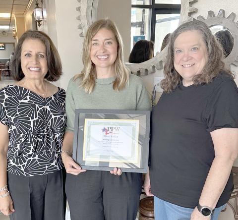 PPW Young Careerist Marci Kirklin, center, and PPW members Susie Najera, left, and Frances Aston