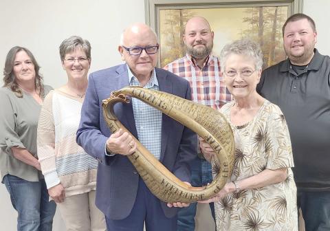 PAST WORKHORSES RECOGNIZED— Several past Workhorses of the Year were on hand during the annual Installation Banquet for the Perryton Kiwanis Club on Tuesday, Sept. 24. Pictured are, from left, Nikki Green (2021), April Snyder (2017), Kerry Symons (2007 and 2024), Chase Allison (2020), Kay Allison (2018), and Kevin Cummings (2022).