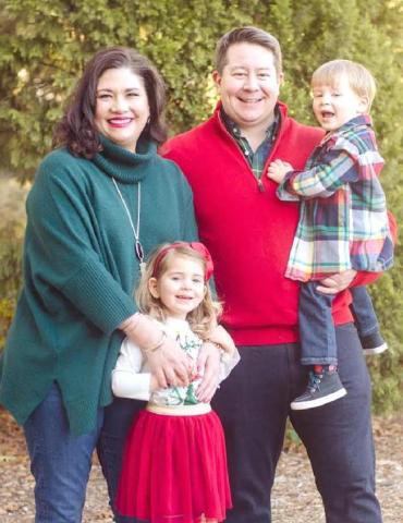 Kimberly and James Bohan-Pitt with twins Seraphina and Harvey