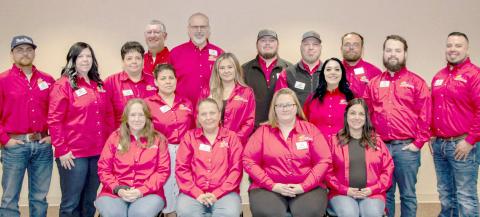 LEADERSHIP PERRYTON XXIII GRADS— Graduation for the 23rd class of Leadership Perryton was held recently. The 17 graduates were, front row, from left, Kyla Garrison, Shayna Carrier and Tosha Allison; second row, Logan Godino, Brittany Myers, Michelle Cabrera, Merary Ojeda, Monica Ruelas, Kim Rios, Kelin Harrison and Gerardo Delgado; and third row, Taylor Manross, Greg Brown, Austin DeWitt, Jody Anderson and Taylor Schaeffer.