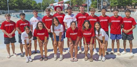 The Perryton Municipal Water Park has opened for another summer season, with a new crop of lifeguards working to keep swimmers safe. Pictured are, from left, front row, Karyme Martinez, Jocelyn Martinez, Katie Ponce, Jackie Ramirez, and Samantha Ortega; and back row, Samuel DeSantiago, Saul Garcia, Sean Newton, Kaiden Walsh, Cooper Bishop, Max Esquivel, Brayden Newman, Santiago Monreal, Ricky Munoz, Angel Lopez, and Alex Venegas.