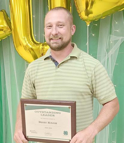 Ochiltree County 4-H held its annual awards ceremony at the Ochiltree County Expo Center on Oct. 9. The award for Outstanding Leader went to Bear Knox for his leadership with the Shooting Sports Project. Not pictured is fellow recipient Robert Flores.