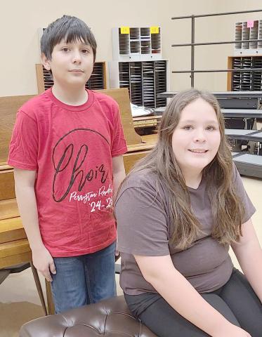 Two students from Perryton Junior High School’s choirs were named to the All-Region Choir in late October after competing against 400 other students in the area. Pictured are, from left, eighth grader Ricardo Ceniceros, who made 14th chair, and seventh grader Brooklyn Morgan, who made 23rd chair. They performed at the All-Region Choir concert at the end of October at Amarillo High School.