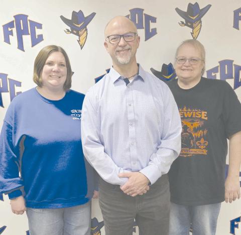 Jody Holland of Amarillo was the latest speaker in the Leadership Perryton series. He spoke on becoming a master communicator at Frank Phillips College, Allen Campus last Thursday evening. The seminar was sponsored by Panhandle First Bank and Red’s Pharmacy. Pictured are, from left, Leadership Perryton planning committee member Tara McCartney, Holland, and committee member Jamie Bentley.