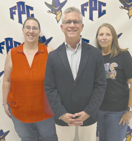 Will Knecht of Wington, NC was the latest speaker in the Leadership Perryton series. He spoke on “Stronger After the Storm: The Power of What, Not Why” at Frank Phillips College, Allen Campus last Thursday evening. The seminar was sponsored by FirstBank Southwest. Pictured are, from left, Leadership Perryton planning committee member Crystal Richardson, Knecht, and Stacy Bable.