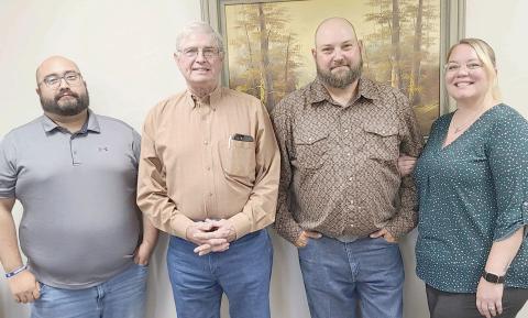 The Perryton Kiwanis Club named their new officers at their annual banquet last week. Pictured from left are secretary Ralph Gonzalez, vice president Budd Rudd, president Chase Allison, and treasurer Samantha Gonzalez.