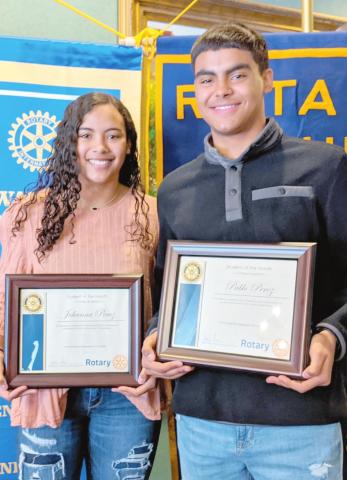 DECEMBER STUDENTS OF MONTH—Twins Johanna and Pablo Perez were selected as the December Students of the Month by the Perryton Rotary Club. They attended the club’s meeting on Dec. 3.