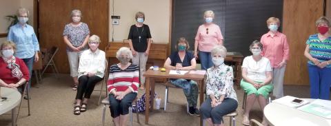 JENNIE JUNE MEETING—The Jennie June Club met July 8 to discuss plans for the upcoming year. Members observed COVID-19 pandemic protocol with social distancing and wearing masks. Pictured are, from left, Ruth Roberson, Dorothy Ezzell, Phillis Oquin, Barbara Johnson, Evelyn Barnett, Cynthia Andreas, Penny Clark, Arlene Boxwell, Carolyn Thomas, Janet Blasingame, LaDonna Barclay and Betty Penner.
