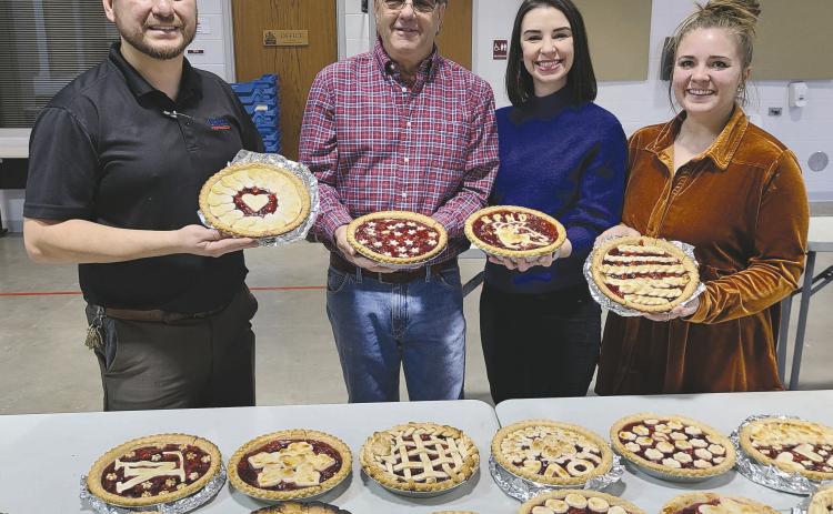The Rotary Club’s annual Cherry Pie Contest was held on Saturday, Feb. 11. Judges for the contest got to enjoy over 50 delicious pies and desserts that were entered into the competition. Pictured are, from left, Rotary president-elect Rafael Estrada, and judges Bill Powell, Sarah Tregellas, and Hayley Correll.