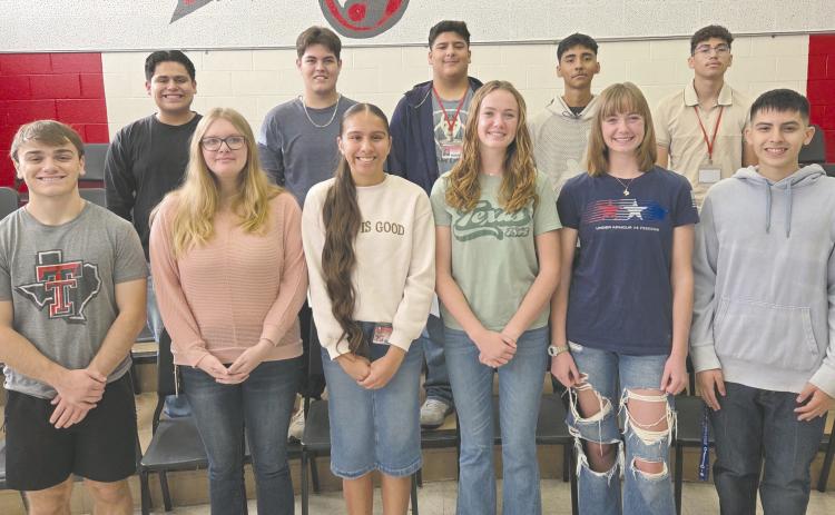 Students in the Perryton High School choirs participated in auditions for this year’s All-District Choir, with a number of PHS students placing in the top 32 out of approximately 60 students per section. The next round will be the All-State Region audition on Oct. 27 at First Baptist Church in Amarillo. Pictured are, from left, front row: Samuel DeSantiago (bass; 11th chair), Leah Bryant (soprano; 31st chair), Aliyah Hernandez (soprano; 16th chair), Ryleigh Yeatman (alto; ninth chair), Raegan Yeatman