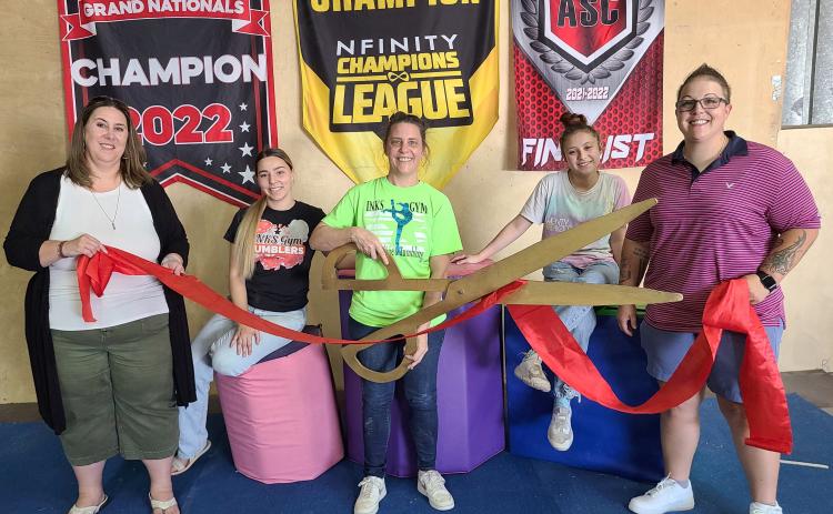 – Members of the Perryton-Ochiltree Chamber of Commerce, along with staff members were on hand on July 19 for a ribbon-cutting ceremony for INKS Gym at 701 E. Brillhart in Perryton. The gymnastics, cheerleading, and dance studio is owned by Karen Servantez.