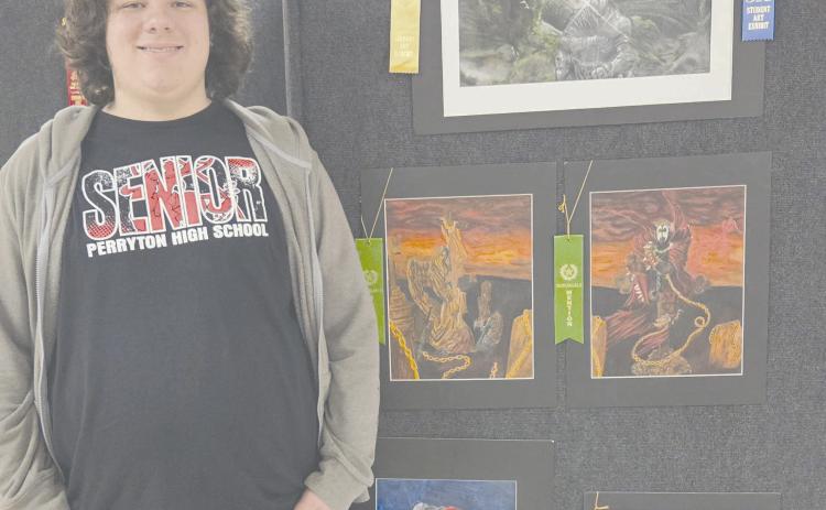 Perryton High School’s annual art show featured artwork created by students of all grade levels. The Best in Show and purchase prize award went to Coda Dettmann for “Forgotten,” which will be added to the high school’s permanent art collection. Dettmann also received a $150 cash prize for his winning artwork.