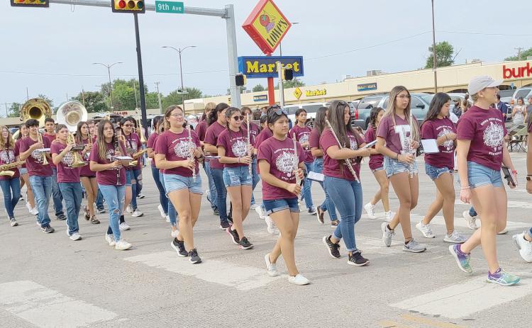 SMALL BAND WINNER— On Saturday morning, thousands of Ochiltree County residents turned out to watch the Wheatheart of the Nation Celebration parade. The winner of the Small Band category was the Booker High School Band.