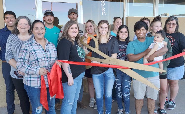 RIBBON CUTTING FOR RED SEA NUTRITION— Perryton-Ochiltree Chamber of Commerce members gathered Tuesday afternoon for a ribbon-cutting ceremony to commemorate the grand opening of Red Sea Nutrition at 920 S. Main Street in Perryton. The nutrition club is owned by Amber Balzer.