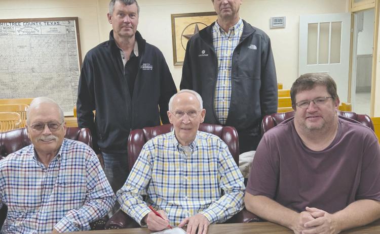 Ochiltree County Judge Charles E. Kelly signed a proclamation on Tuesday morning commemorating this year’s Soil and Water Stewardship Week, April 27 through May 4, recognizing the importance of preserving and conserving healthy soil, clean water, and natural habitats in Ochiltree County. Pictured are, from left, front row: director Terry Slaughter, Judge Kelly, and director Kevin Pshigoda; back row: director Torben Hansen and director Eric Philipp. See story on page 8 for more information.