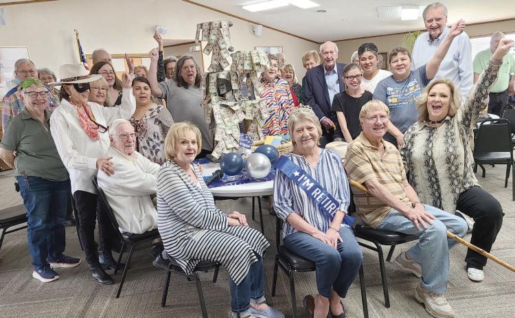 Members of the Ochiltree County Senior Citizens Association gathered on Monday, April 1, for a retirement reception for Nancy Cain, the Senior Center’s head chef. Cain had been preparing meals at the Senior Center for 24 years. In addition to cards and well-wishes, Cain was also given a combination cat tree and cash tree by the members of the association.