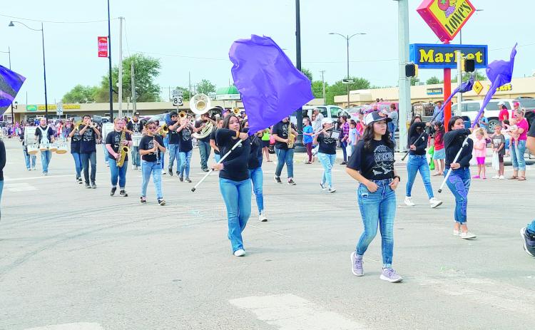 SMALL BAND, SECOND PLACE— Main Street was filled with people on Aug. 20 who turned out to enjoy the annual Wheatheart of the Nation Celebration parade. The second place winner in the Small Band category was the Spearman High School Band.