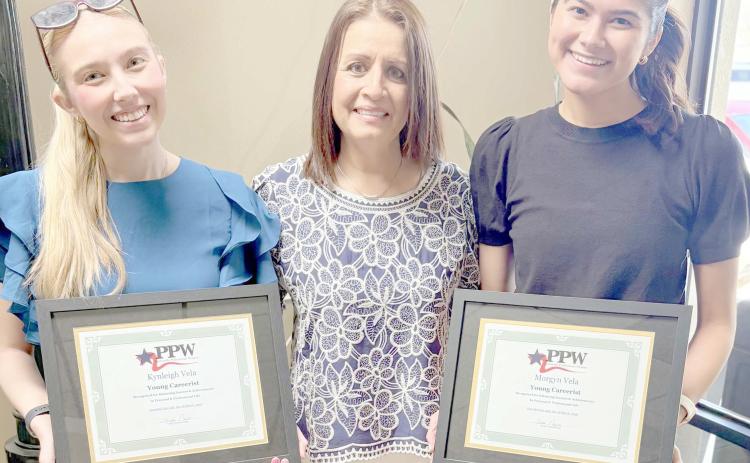 PPW Young Careerists Kynleigh Vela (left) and Morgyn Vela (right) with PPW member Susie Najera