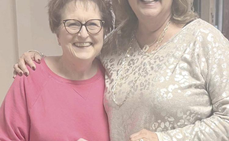 SENIOR CENTER MAKES DONATION— Booker Lions Club president Donna Sheppard, at left, accepted a check for $707 from Daryla Allred, the director of the Ochiltree County Senior Citizens Association, for the Fire Relief Fund benefitting the employees of Preferred Beef Group. Allred made the presentation recently at the weekly Booker Lions Club meeting. The donation was collected from members of OCSCA.
