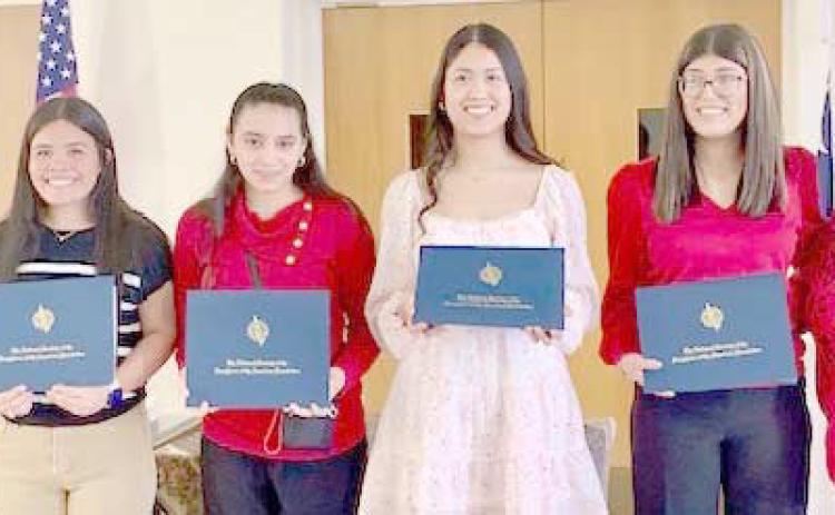 GOOD CITIZEN AWARDS— The Wolf Creek Chapter of the Daughters of the American Revolution presented Good Citizen Awards. Recipients were, from left, Camila Salcedo, Jaslene Baca, Sadie Cummins, Nayla Banuelos and Maribel Ventura. See Story for more information.