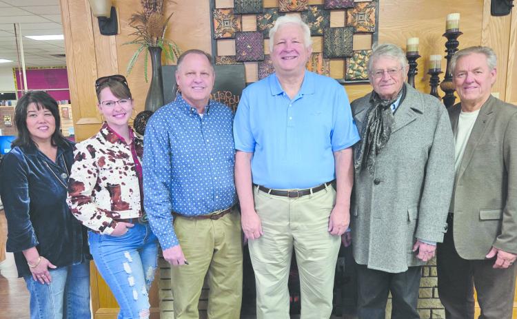 Perry Memorial Library celebrated its 100th birthday with an open house and reception on Nov. 9, including visits from a number of local authors. The authors at the reception included, from left, Diana Anderson, Cindy Escobar, Dr. Randy Skaggs, Gary Rinker, John Erickson, and Marlon Sparks.