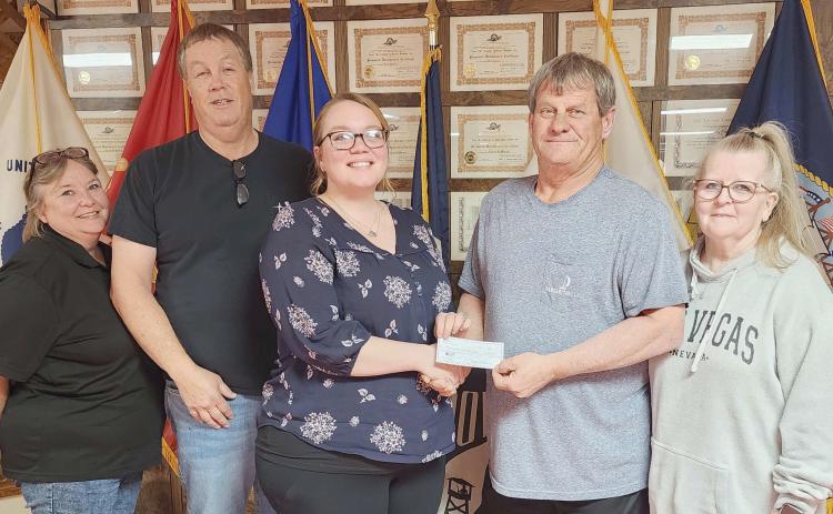 ELKS DONATE TO PCC – The Perryton Elks Lodge #2368 donated $2000 to the Panhandle Crisis Center. Accepting the donation is Samantha Gonzales. Also pictured is Shawna Maxwell, Loyal Knight Terry Ashmore, Exalted Ruler Dewayne Holdeman, and Chris Perrett.