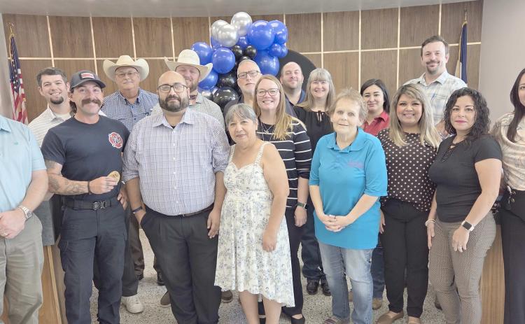 RECEPTION HONORS CHIEF GONZALEZ— City of Perryton officials and staff, law enforcement personnel, family, and well-wishers gathered at Perryton City Hall on Thursday, Aug. 21, for a reception honoring Perryton Police Chief Rafael Gonzalez. The reception was commemorating Gonzalez’s first year as chief of the Perryton Police Department.