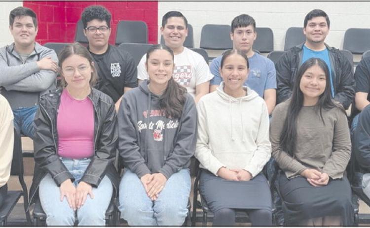 Perryton High School choir students competed in February in the UIL Solo and Ensemble contest, with several students qualifying for state competition in May. Pictured are, from left, front row, Payton Wood, Lorena Hernandez, Janett Arreola, Aliyah Hernandez, Emili Ixtan, and Sam DeSantiago; and back row, Cristian Soto, Jerry Hernandez, Gus Hernandez, Daniel Chavez, Caleb Hernandez, and Austin Allison.