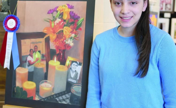 CUMMINS EARNS BEST IN SHOW AT WOODWARD— Perryton High School art students recently participated in the Woodward Museum Art Competition. Several students had their artwork reviewed by a panel of judges. A pastel artwork by Sadie Cummins earned the competition’s Best in Show award.